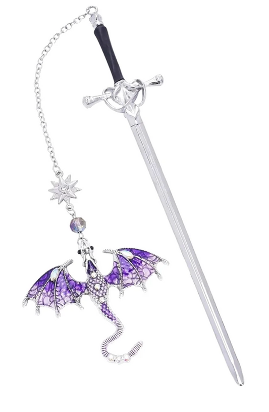 amethyst/silver dragon sword bookmark